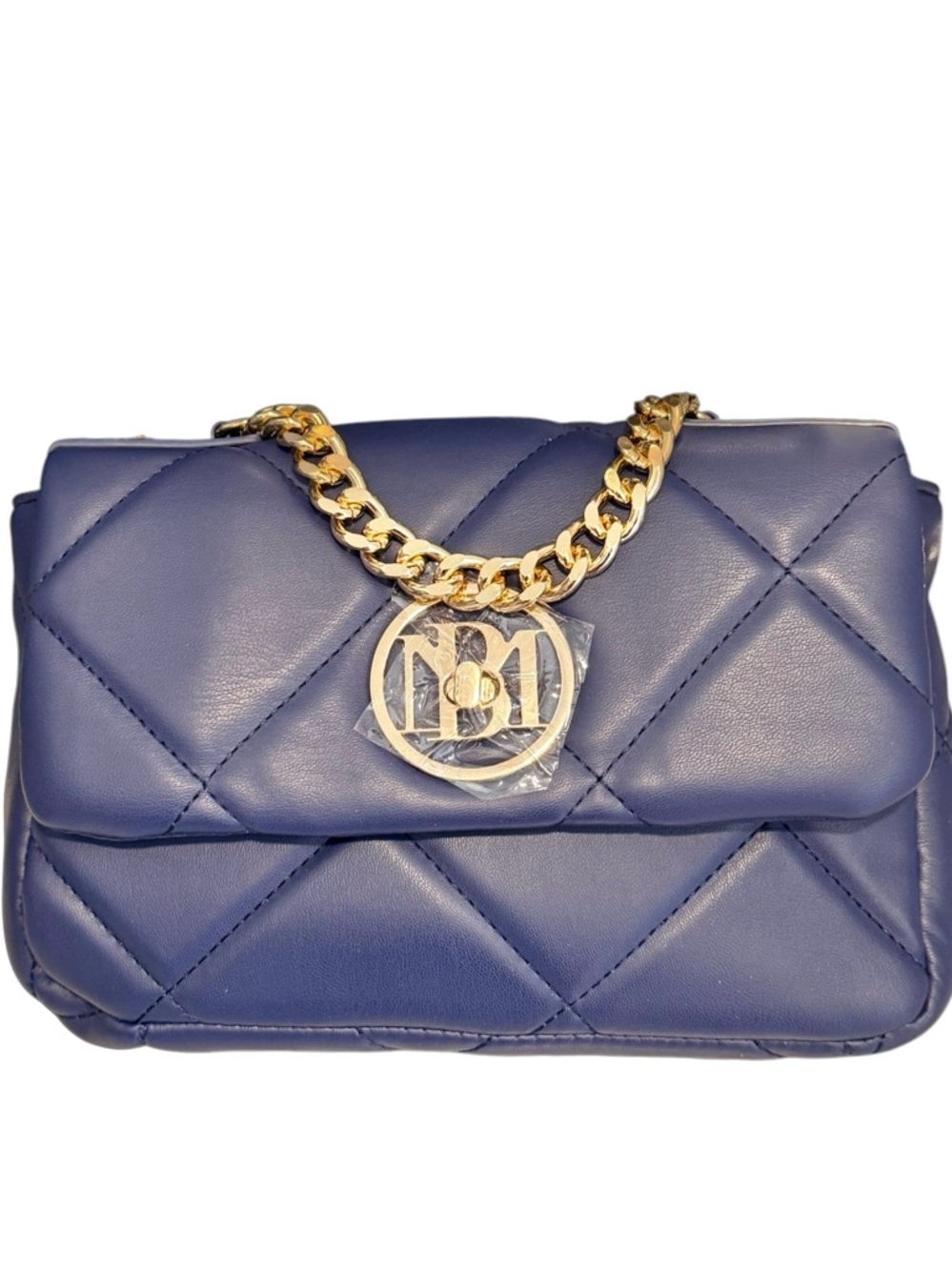 BADGLEY MISCHKA Navy Diamond Quilted Vegan Leather 2-way Bag - NWT